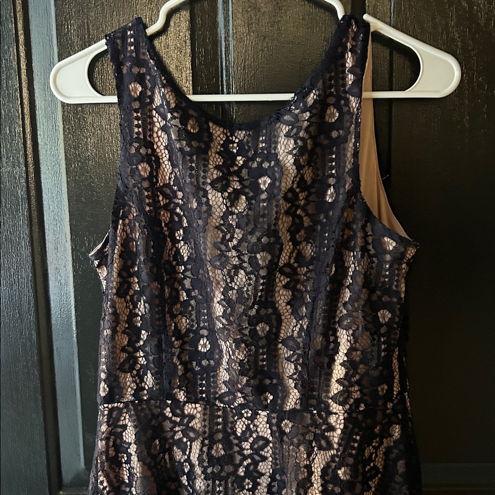 Speechless Navy and Cream Lace Dress